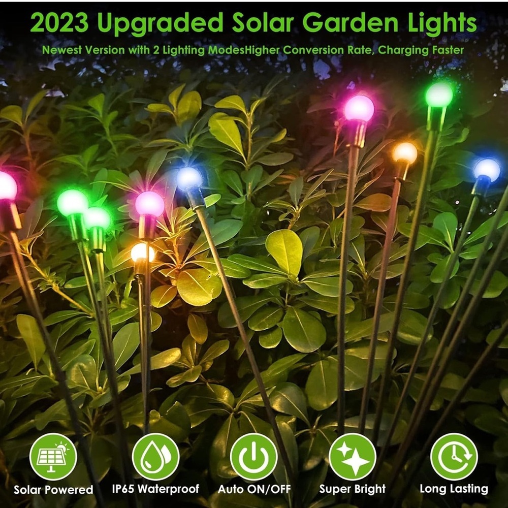 2025 Solar Lights Outdoor Waterproof, 2 Pack Garden Lights, 16 Firefly Lights - Picture 5 of 6